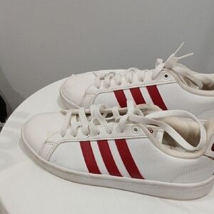 Adidas Classic White Sneakers with Red Stripes